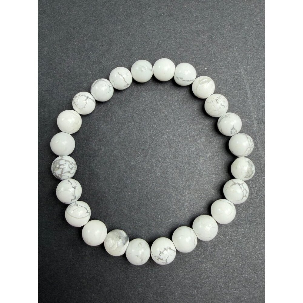 Natural White Howlite Stretch Bracelet 8mm Beads Stone Crystal 6.5"
